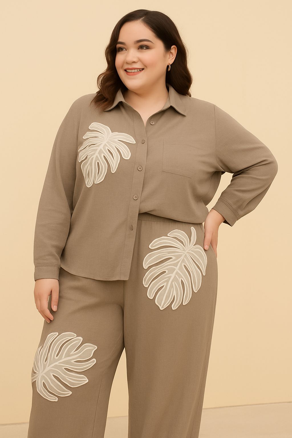 SET BORDADO DE HOJAS AZKAN