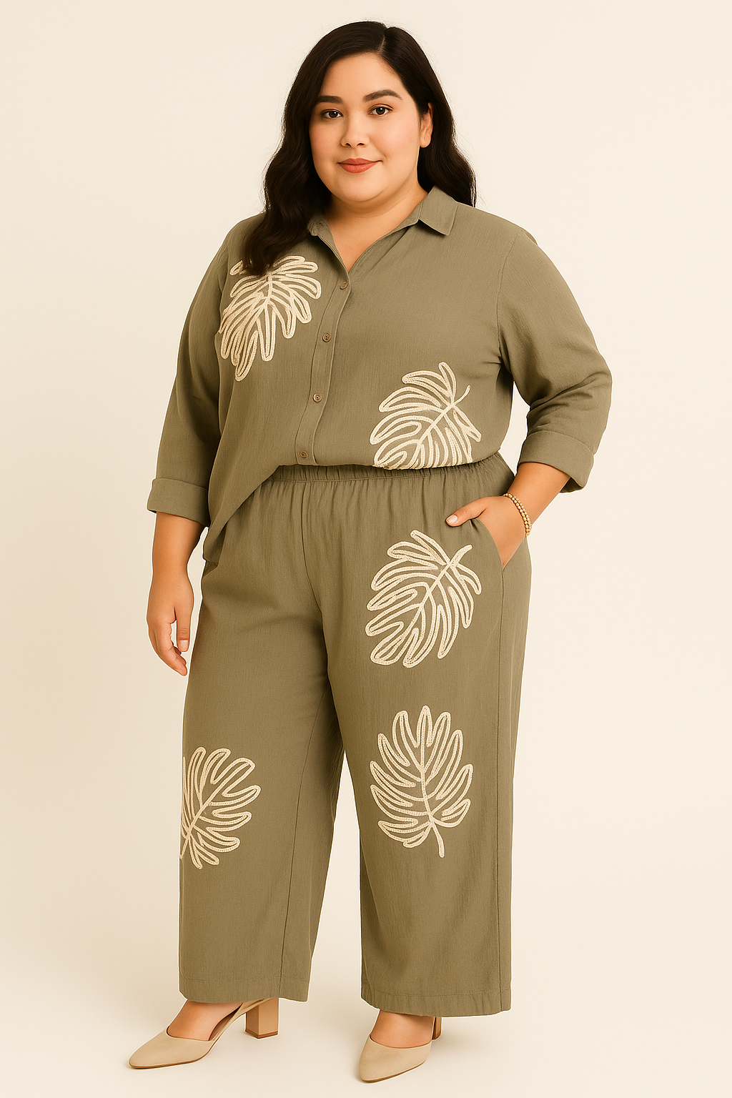 SET BORDADO DE HOJAS AZKAN