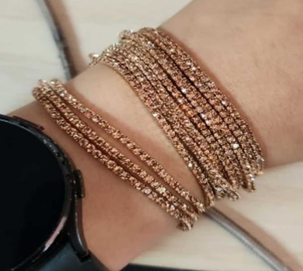 SET 12 PULSERAS ELÁSTICO PIEDRAS BRILLANTES