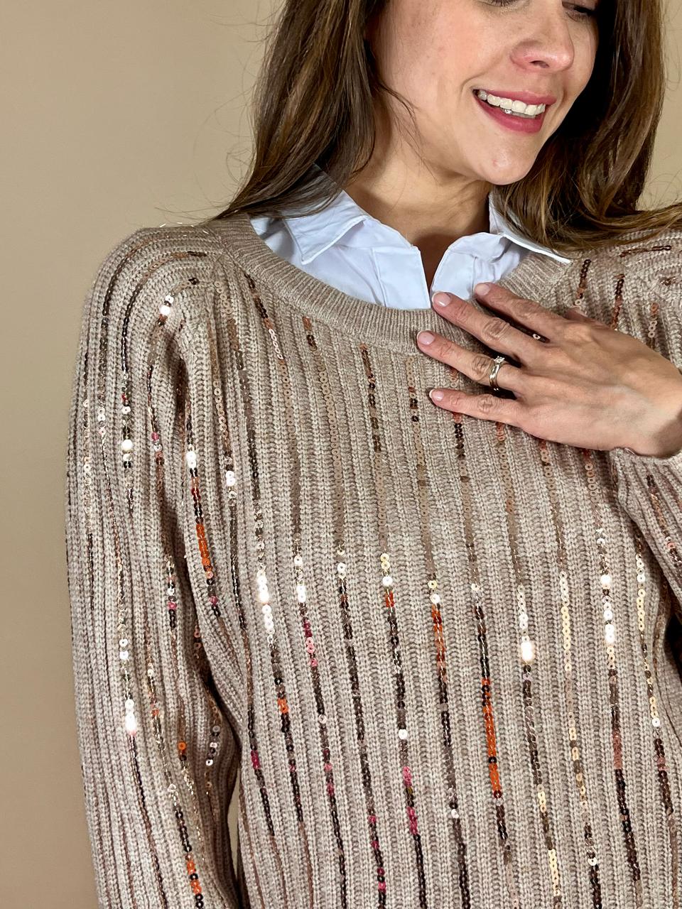 SWEATER TIRAS LENTEJUELA